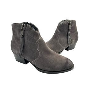 Bussola Alameda Gray Suede Leather Ankle Zip Up Western Booties Ankle Boots